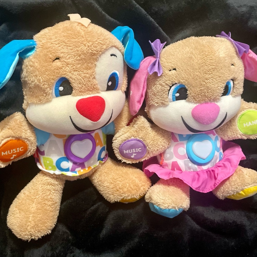Fisher-Price Blue & Pink Interactive Plush Puppy Pair - Musical ABC Toys